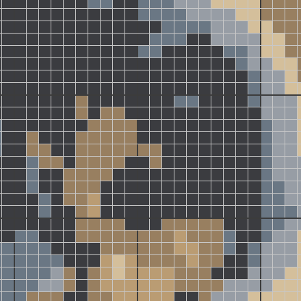 Close-up of a generated crochet chart grid, where every square is one stitch