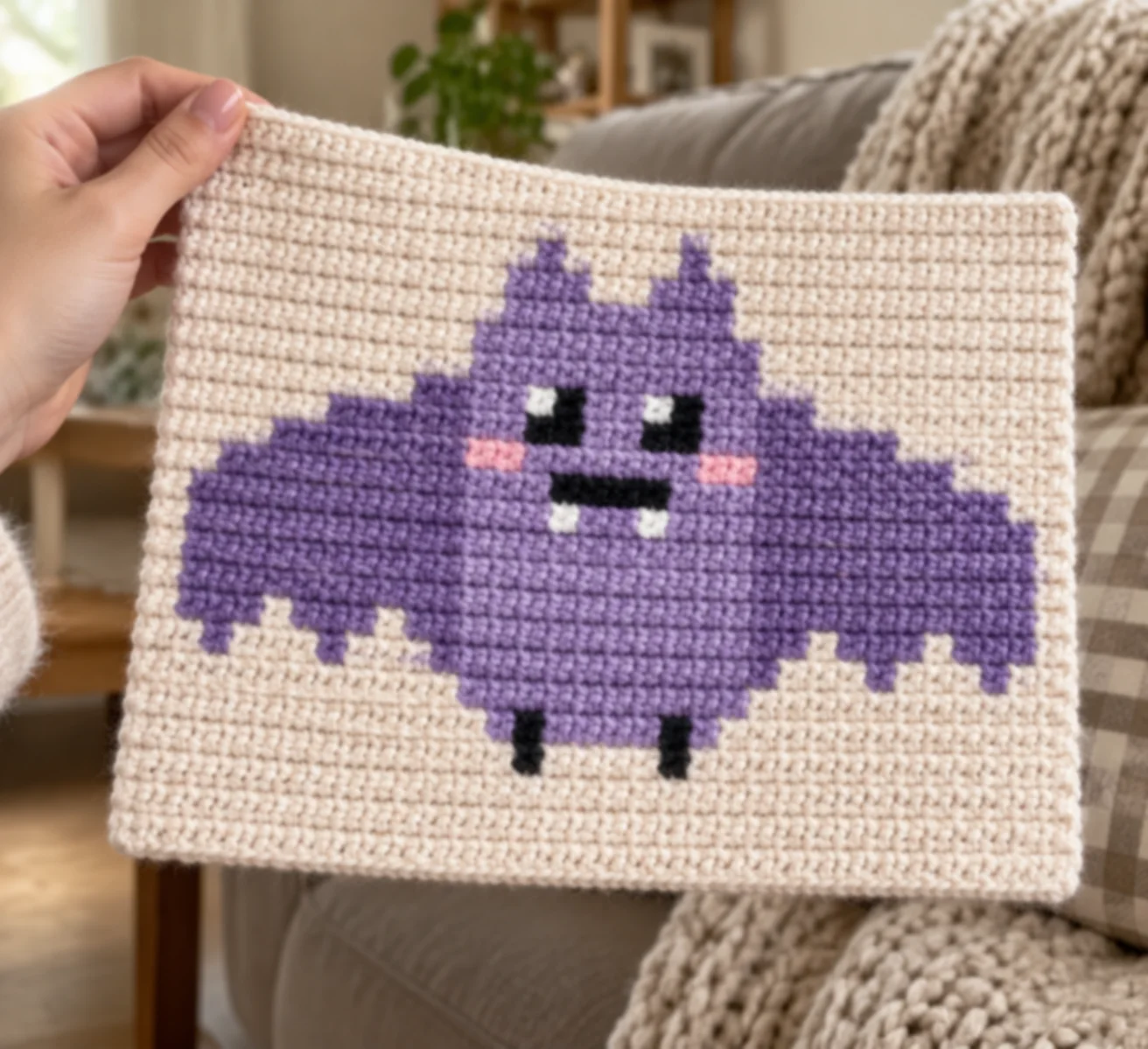 Lavender Bat — finished crochet piece inspiration
