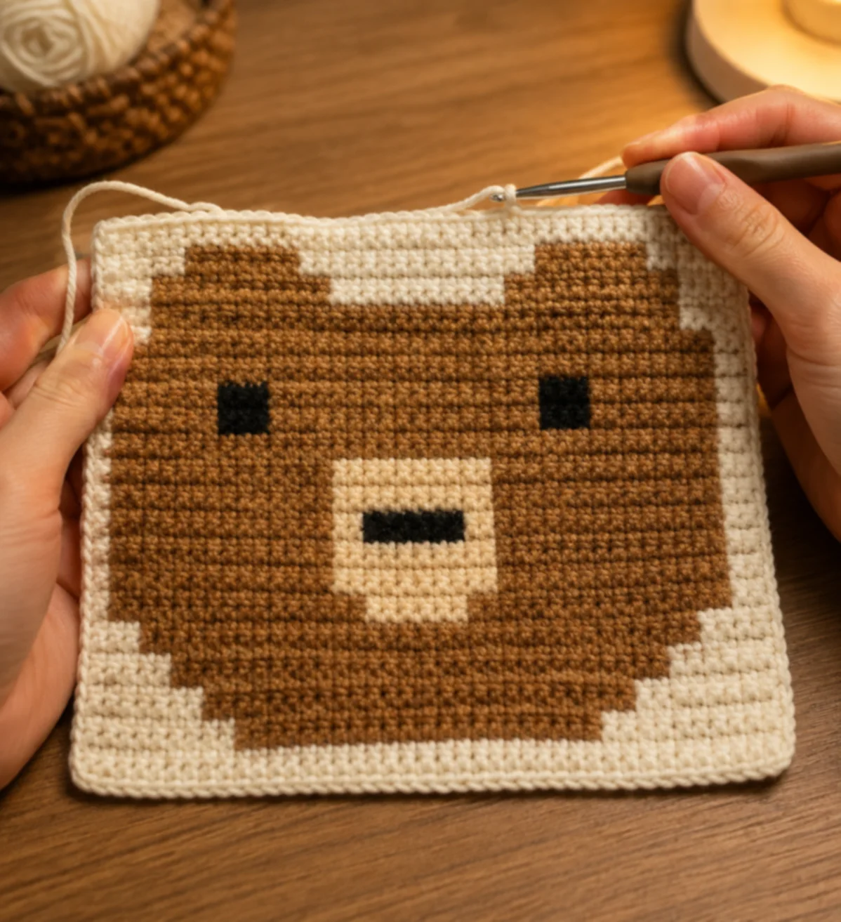 Bear Face — finished crochet piece inspiration