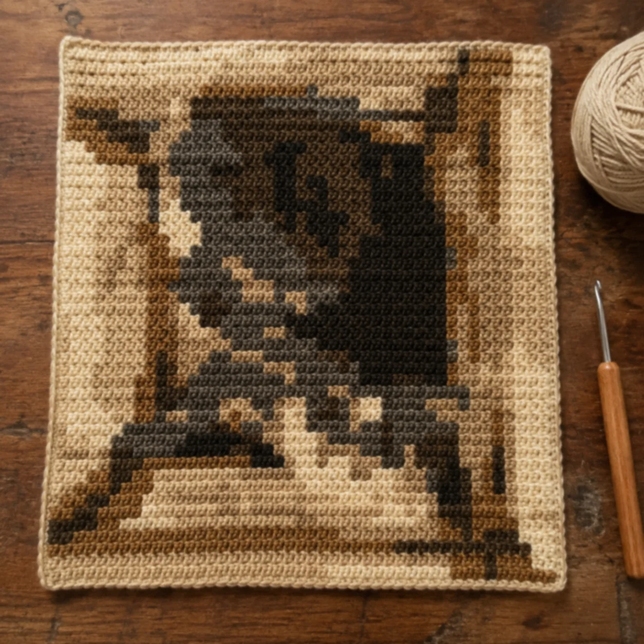 Gato Cinza na Caixa — inspiração de peça de crochê pronta