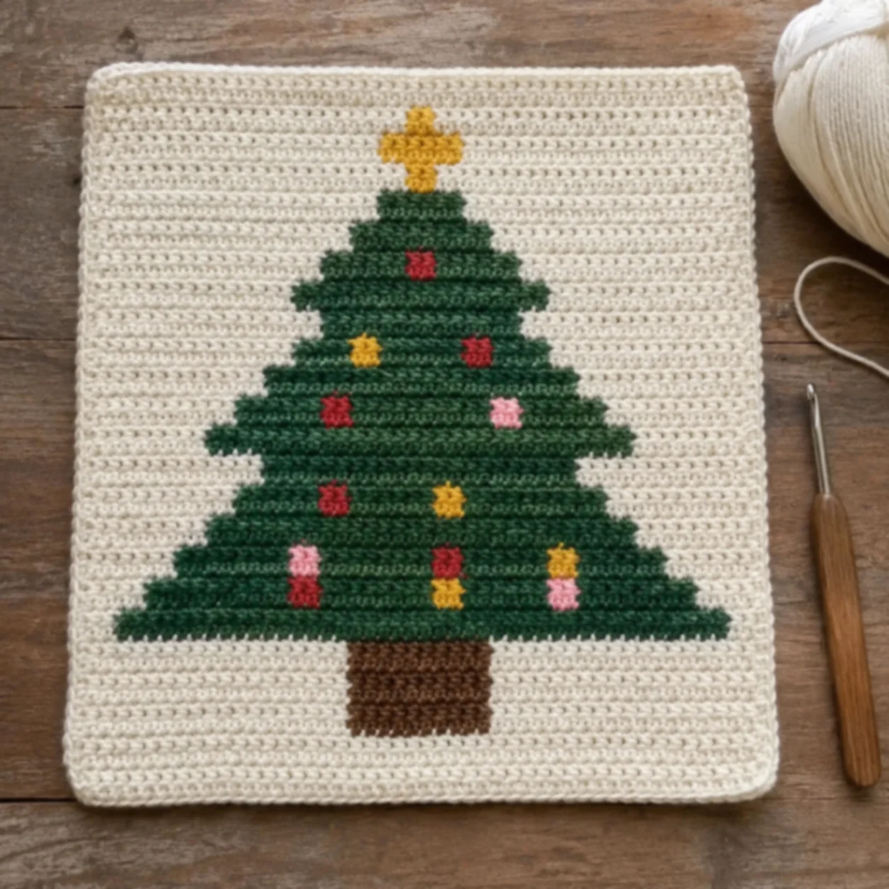 Árbol de Navidad — inspiración de pieza de crochet terminada