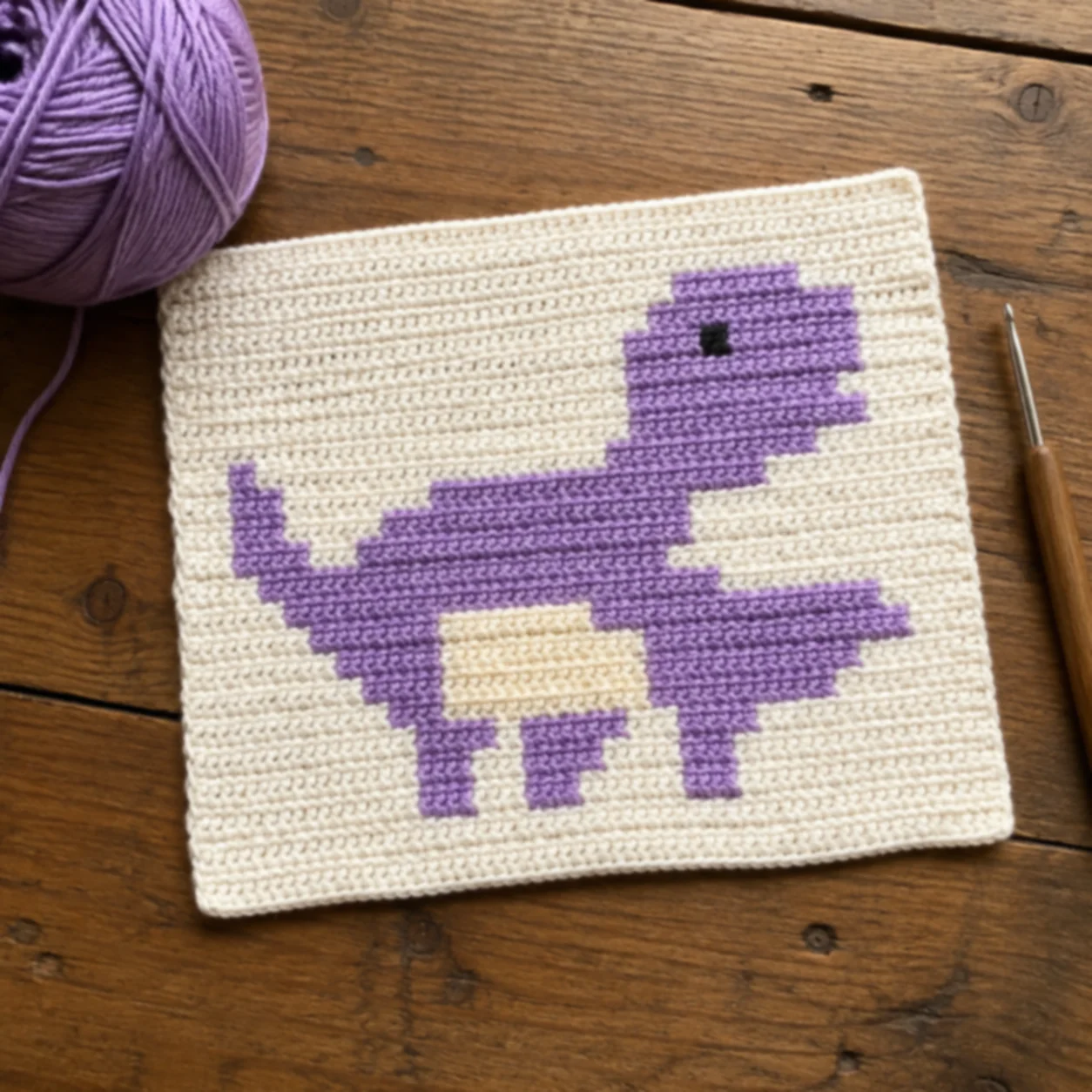 Baby Dino (Roxo) — inspiração de peça de crochê pronta