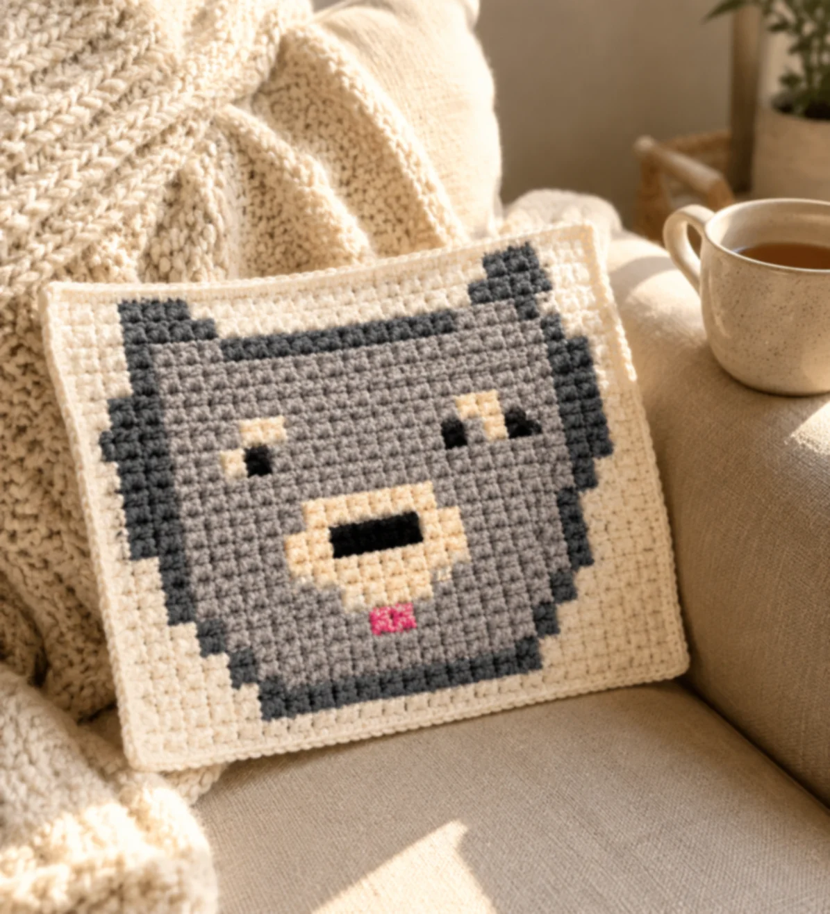 Puppy Face (Grey) — finished crochet piece inspiration