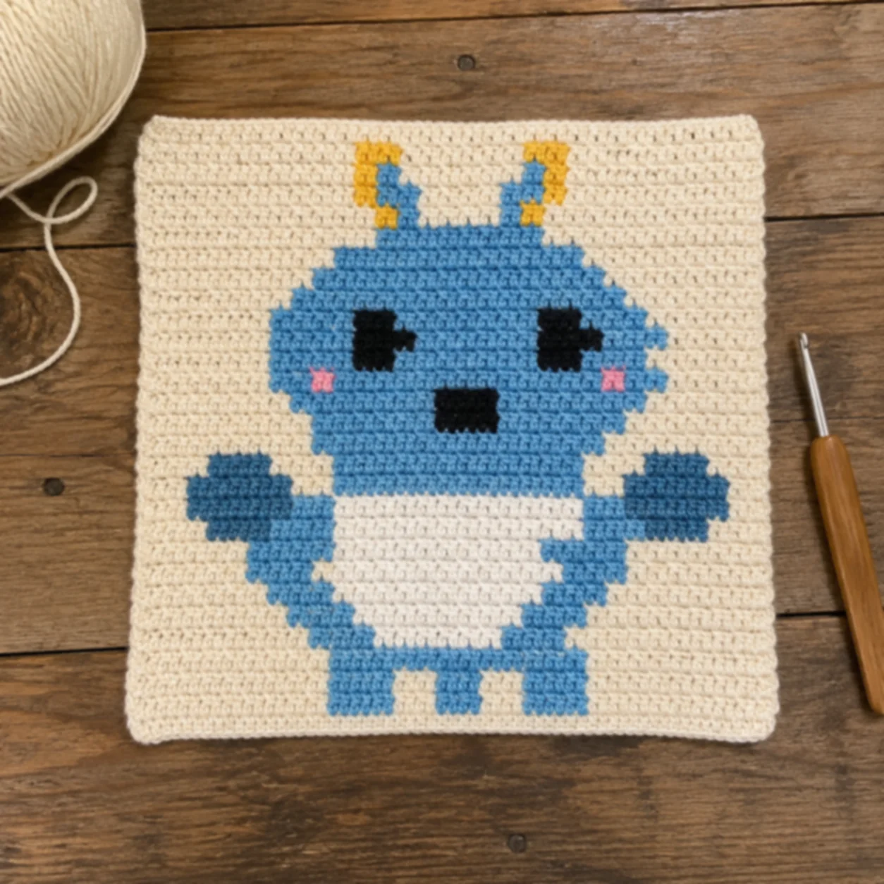 Blue Dragon — finished crochet piece inspiration