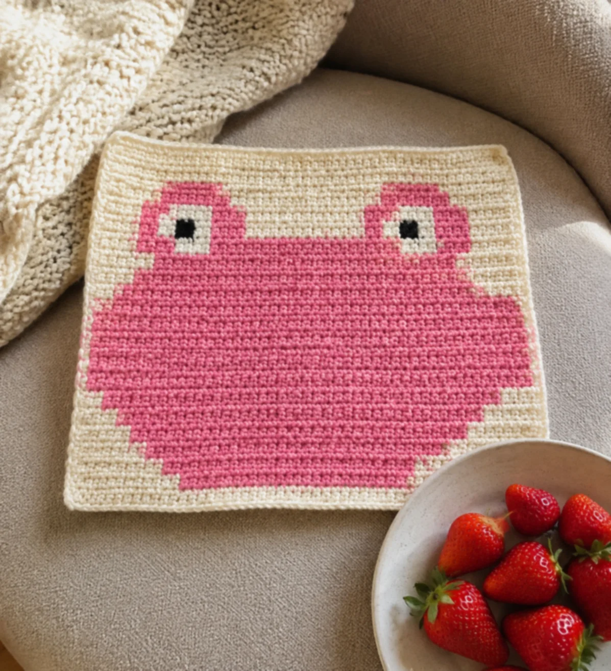 Strawberry Frog — finished crochet piece inspiration
