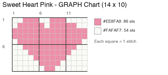 Sweet Heart (Pink) crochet chart, 14 × 10 stitches, 2 colors
