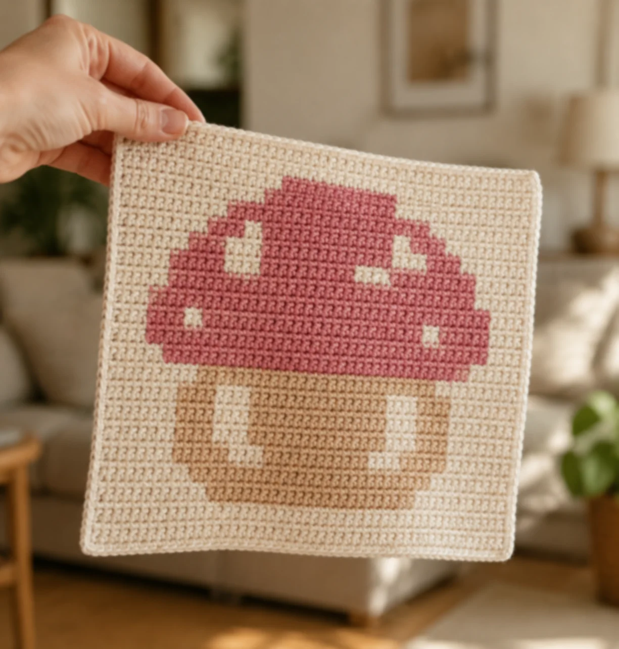 Little Mushroom (Pink) — finished crochet piece inspiration