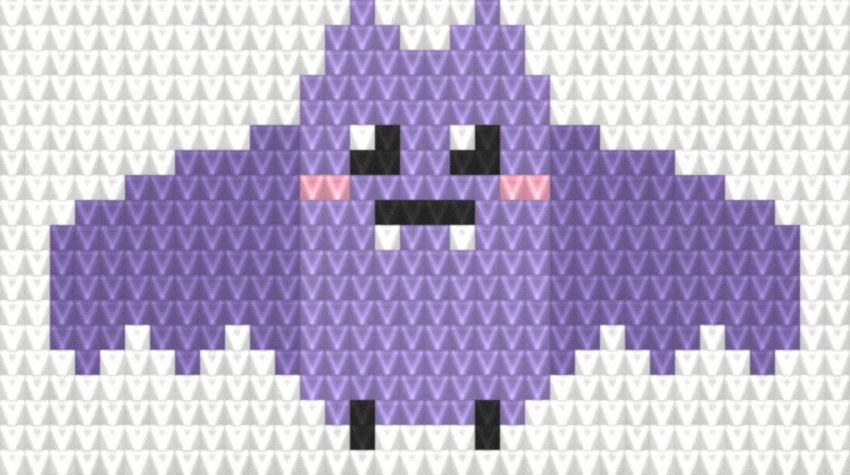 Lavender Bat as worked crochet fabric — simulated stitch texture