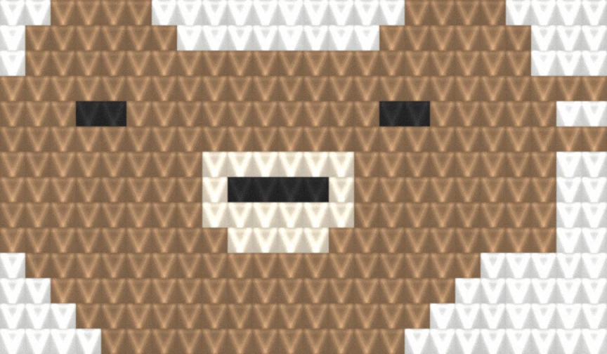 Bear Face as worked crochet fabric — simulated stitch texture