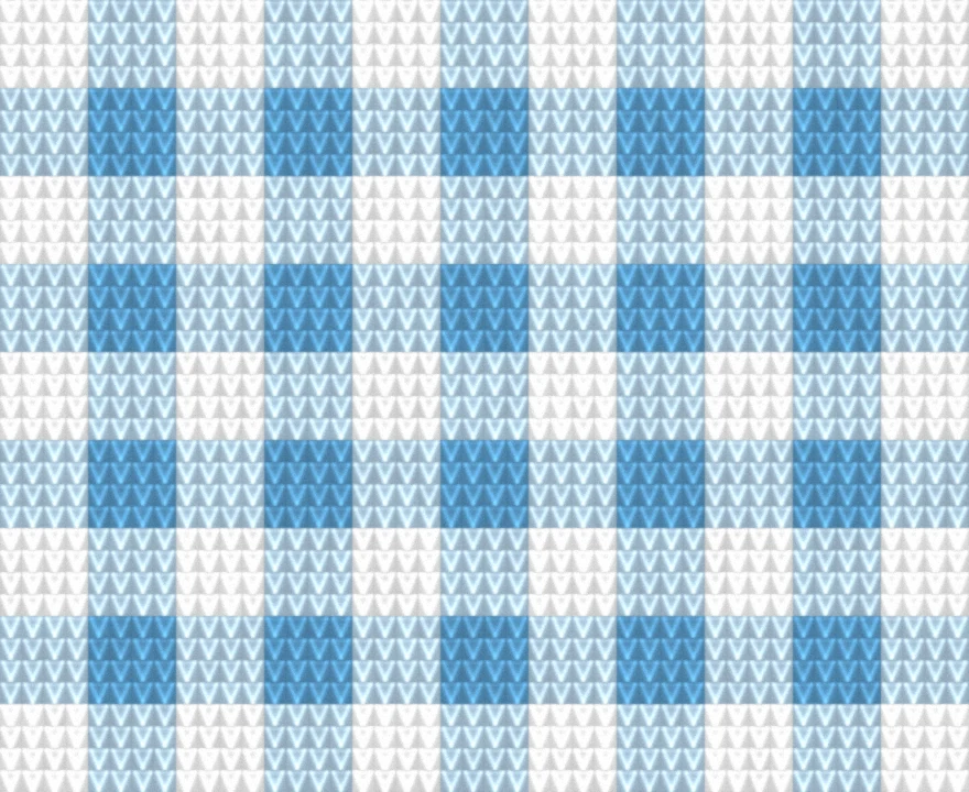 Gingham Blanket — Blue as worked crochet fabric — simulated stitch texture