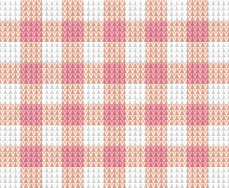 Gingham Blanket — Pink as worked crochet fabric — simulated stitch texture
