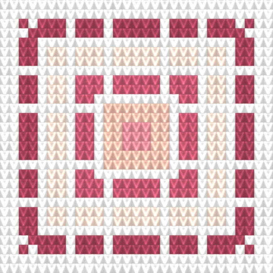 Granny Square — Rose as worked crochet fabric — simulated stitch texture