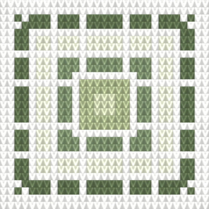 Granny Square — Sage as worked crochet fabric — simulated stitch texture