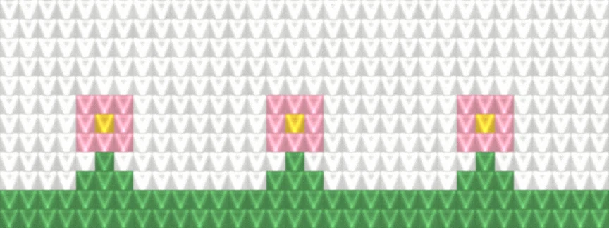 Flower Border as worked crochet fabric — simulated stitch texture
