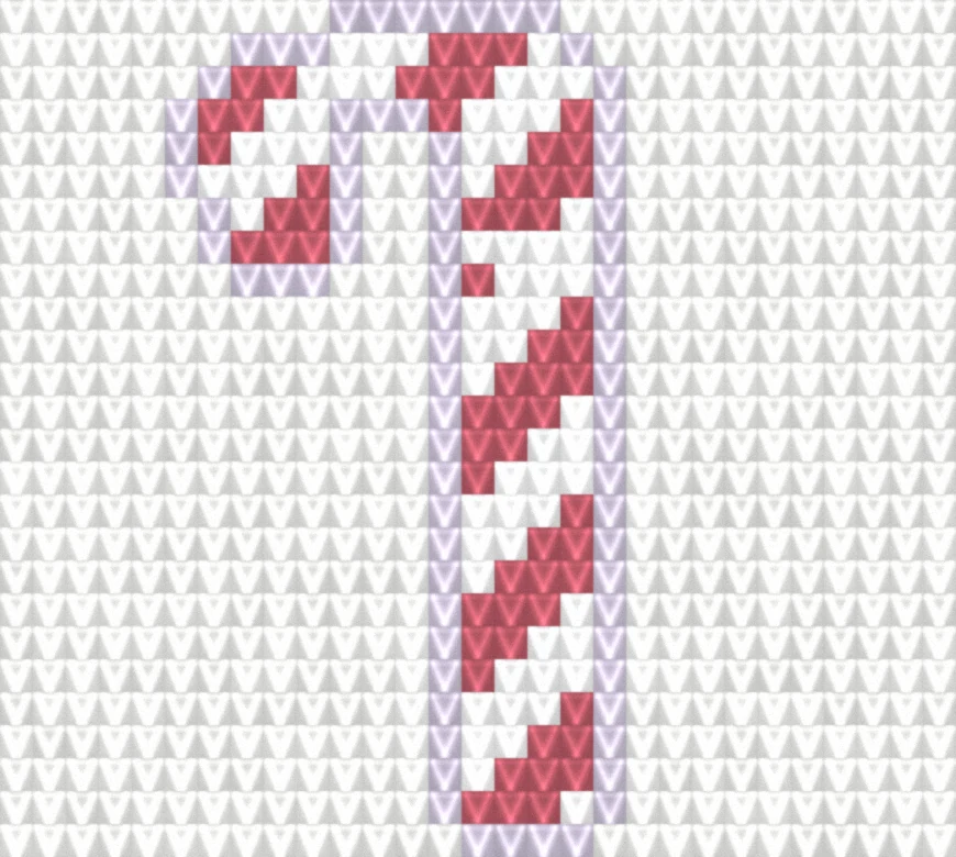 Candy Cane as worked crochet fabric — simulated stitch texture