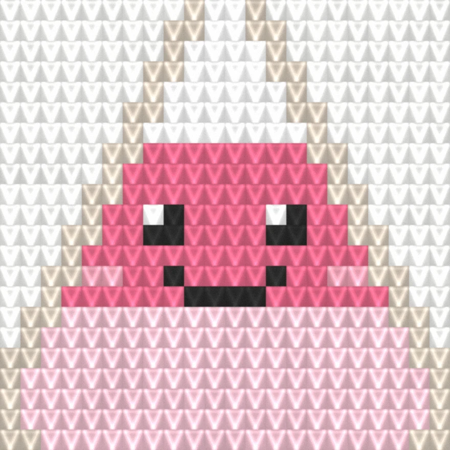 Strawberry Candy Corn as worked crochet fabric — simulated stitch texture