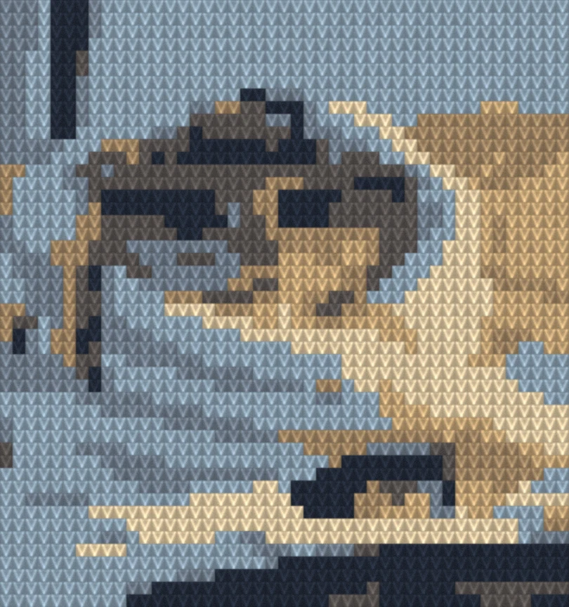 Gatito Atigrado en Manta en crochet tejido — textura de punto simulada a partir del gráfico