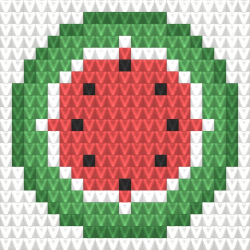 Watermelon Coaster as worked crochet fabric — simulated stitch texture