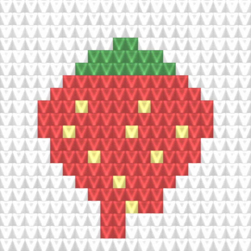 Strawberry Dishcloth as worked crochet fabric — simulated stitch texture