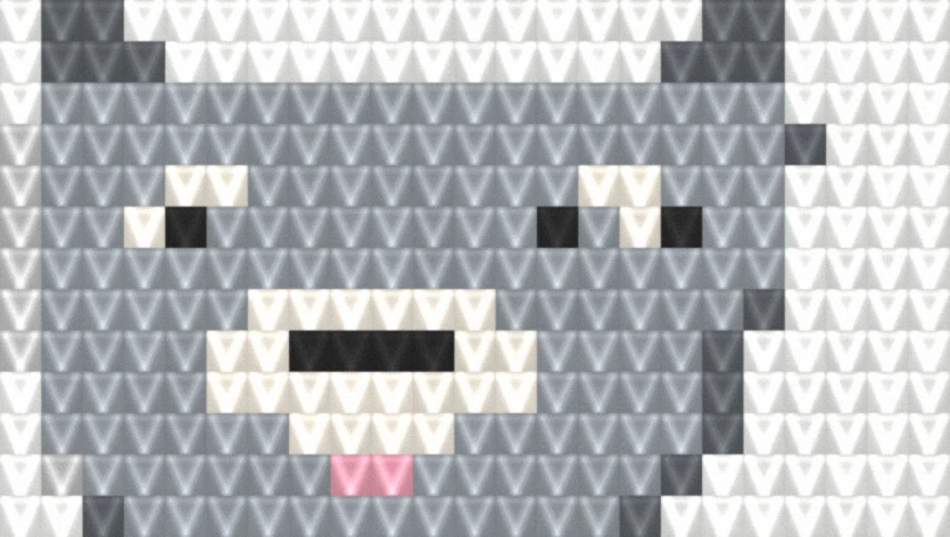 Puppy Face (Grey) as worked crochet fabric — simulated stitch texture