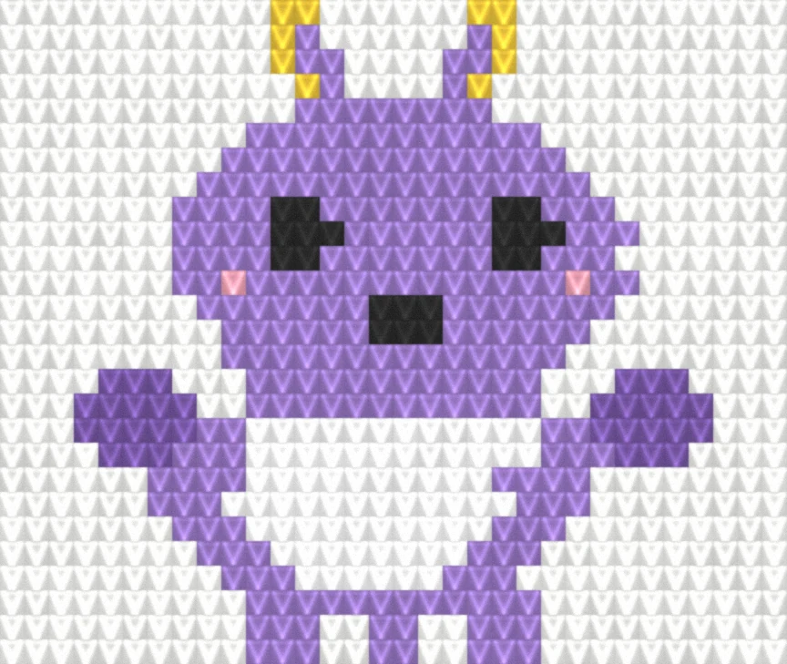 Purple Dragon as worked crochet fabric — simulated stitch texture