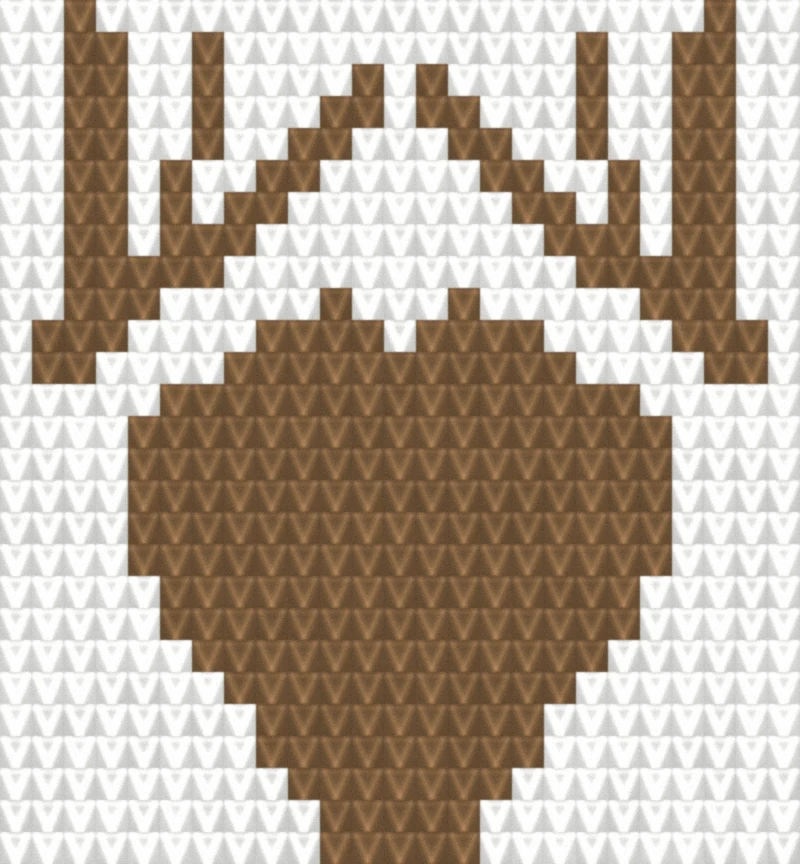 Stag Head (Filet) as worked crochet fabric — simulated stitch texture
