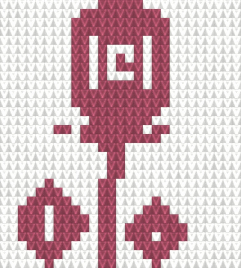 Rose (Filet) as worked crochet fabric — simulated stitch texture