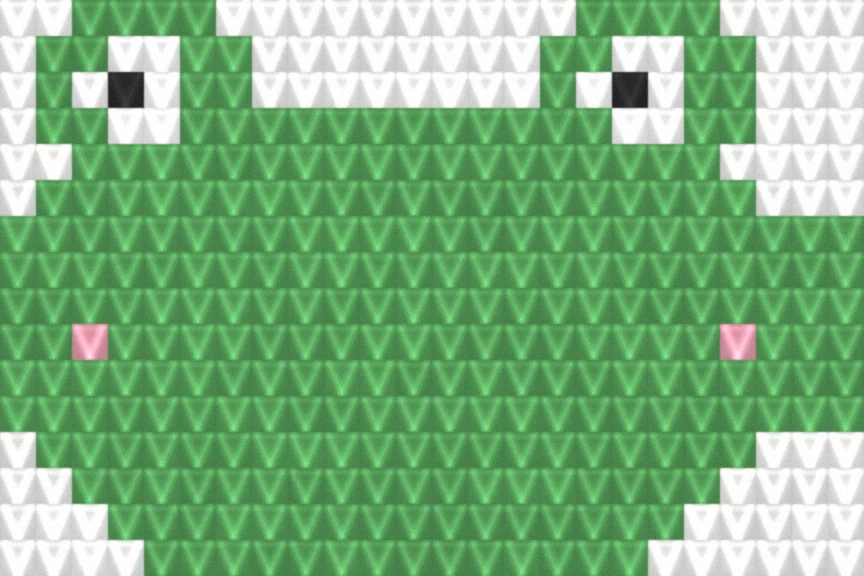 Frog Face (Classic Green) as worked crochet fabric — simulated stitch texture