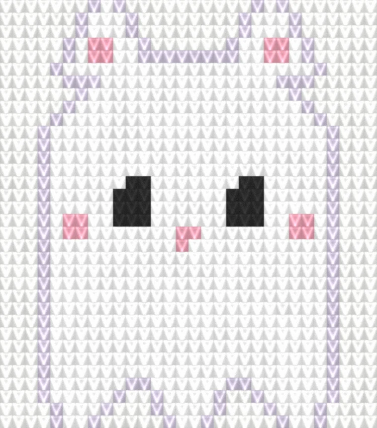 Ghost Cat (Classic White) as worked crochet fabric — simulated stitch texture