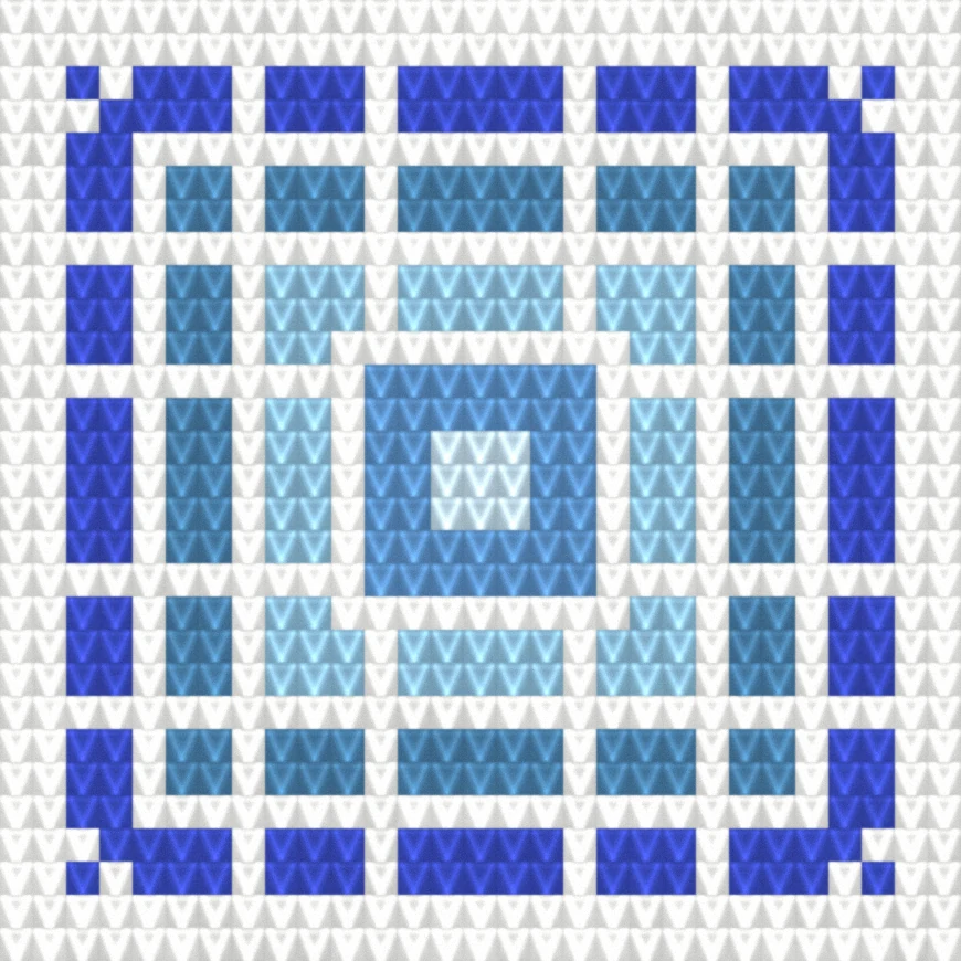 Classic Granny — Blue as worked crochet fabric — simulated stitch texture