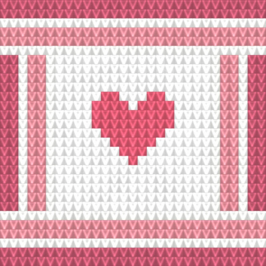 Heart Granny as worked crochet fabric — simulated stitch texture