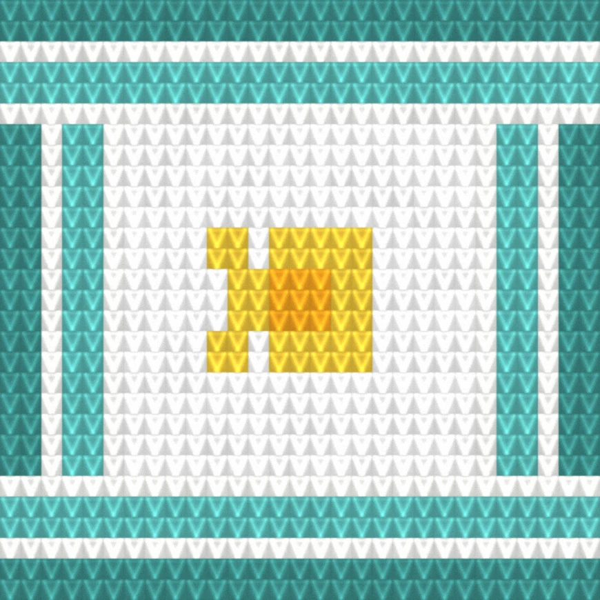 Sunburst Granny as worked crochet fabric — simulated stitch texture