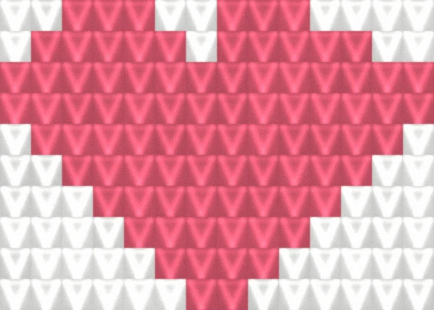 Sweet Heart as worked crochet fabric — simulated stitch texture