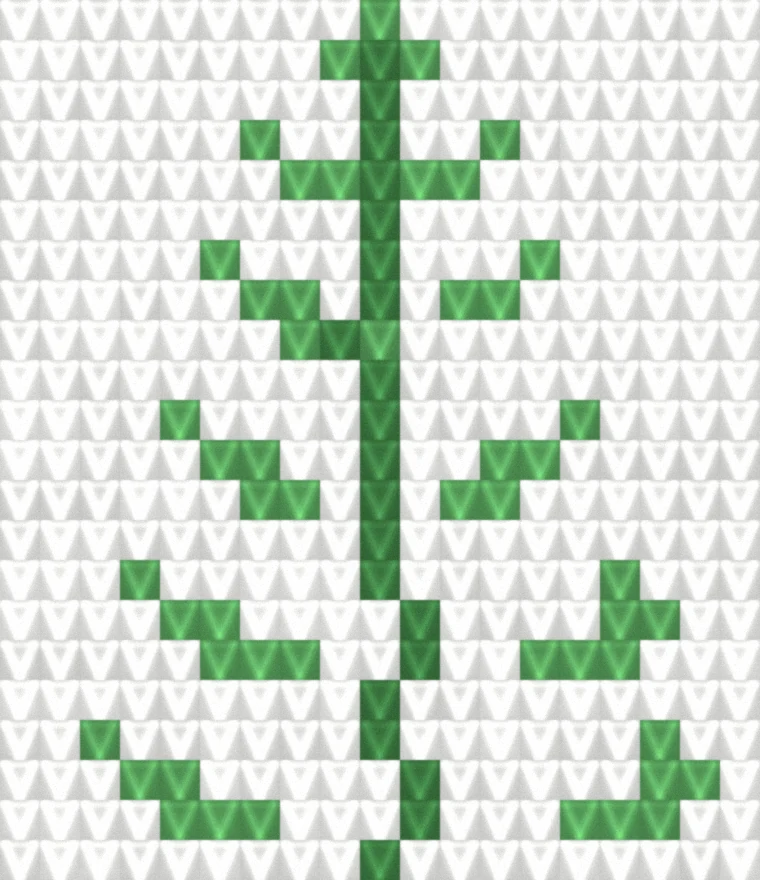 Fern Frond as worked crochet fabric — simulated stitch texture