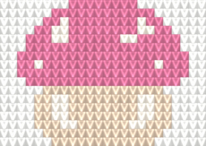 Little Mushroom (Pink) as worked crochet fabric — simulated stitch texture