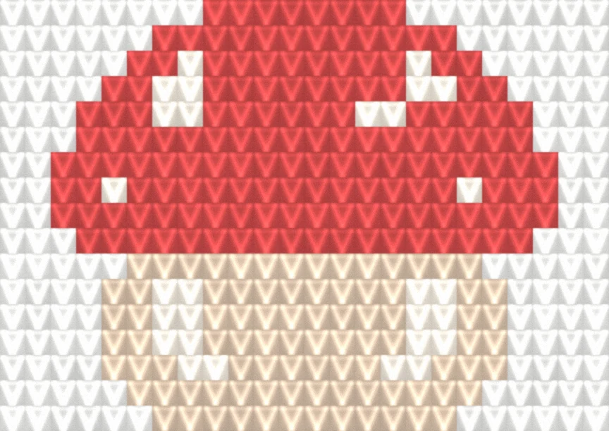 Little Mushroom (Red) as worked crochet fabric — simulated stitch texture