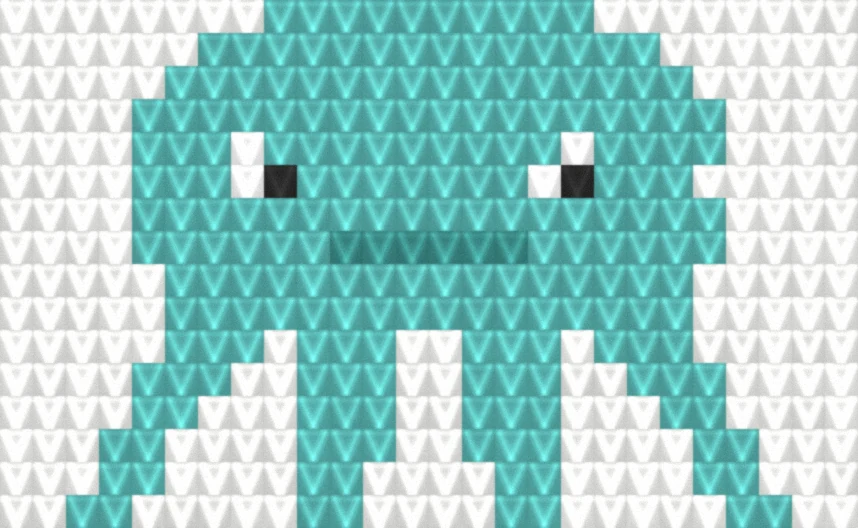 Teal octopus motif as worked crochet fabric — simulated stitch texture