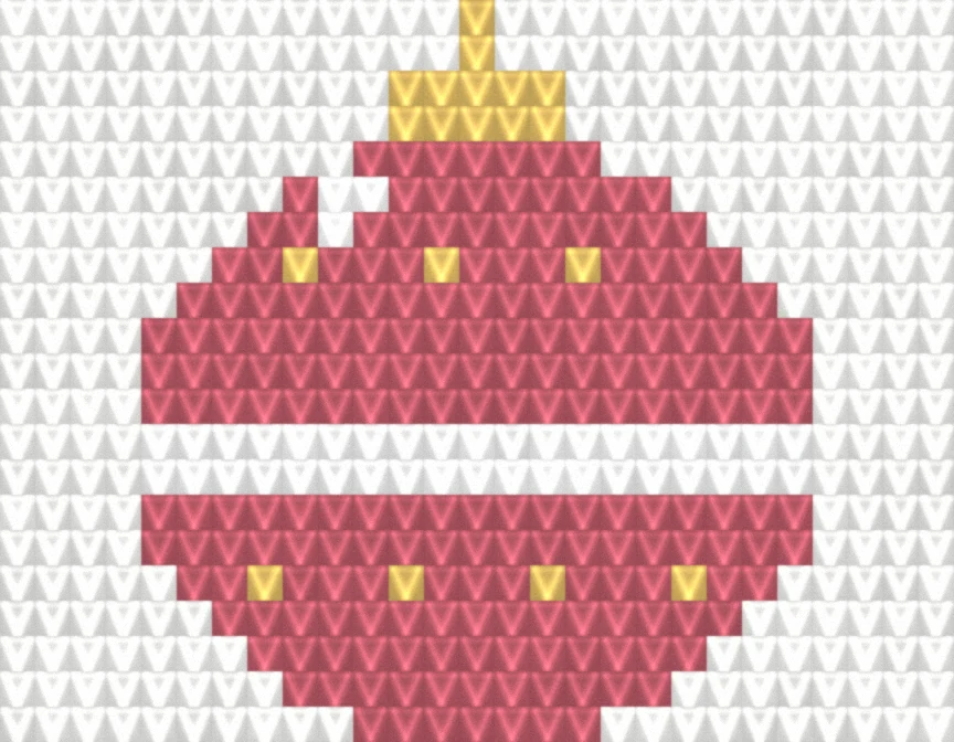 Bola de Navidad en crochet tejido — textura de punto simulada a partir del gráfico