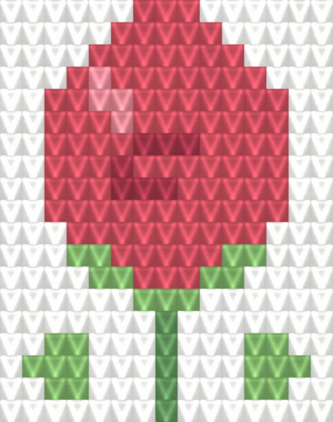 Rose as worked crochet fabric — simulated stitch texture