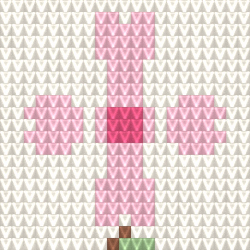 Sakura as worked crochet fabric — simulated stitch texture