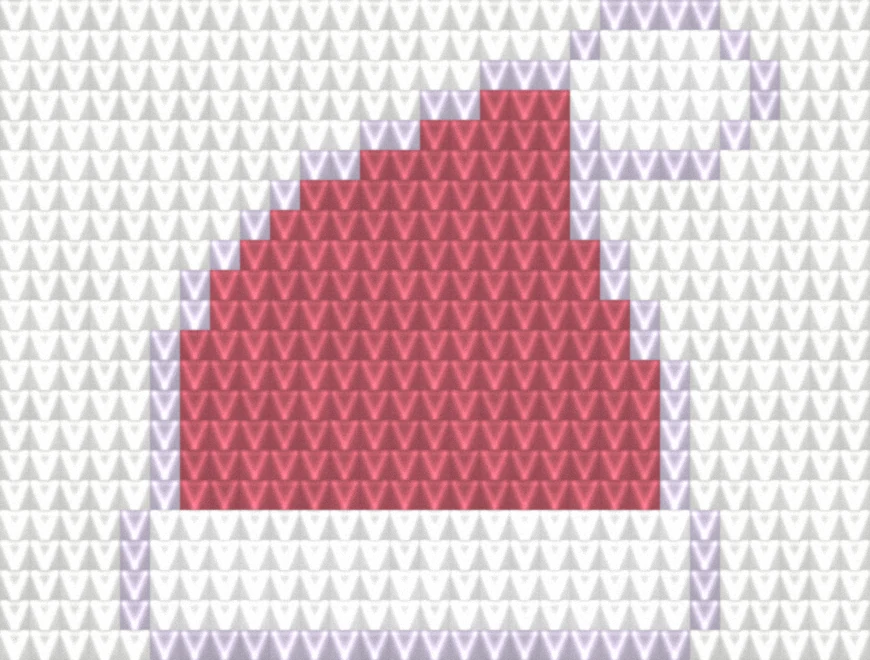 Santa Hat as worked crochet fabric — simulated stitch texture
