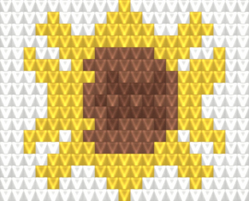 Sunflower as worked crochet fabric — simulated stitch texture