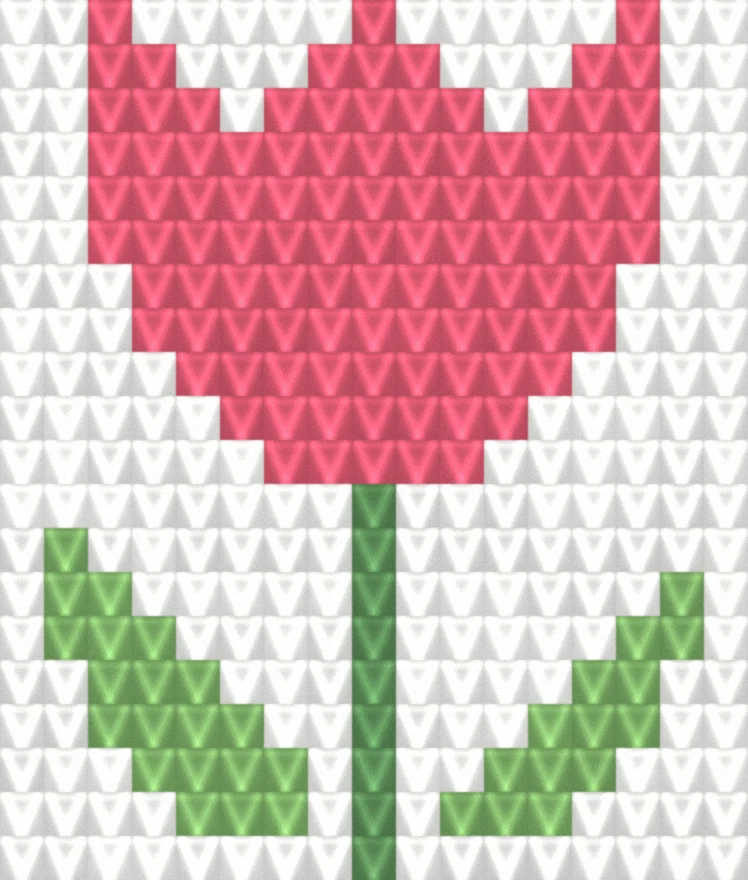 Tulip as worked crochet fabric — simulated stitch texture