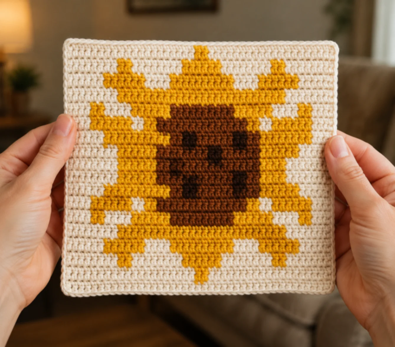 Sunflower — finished crochet piece inspiration